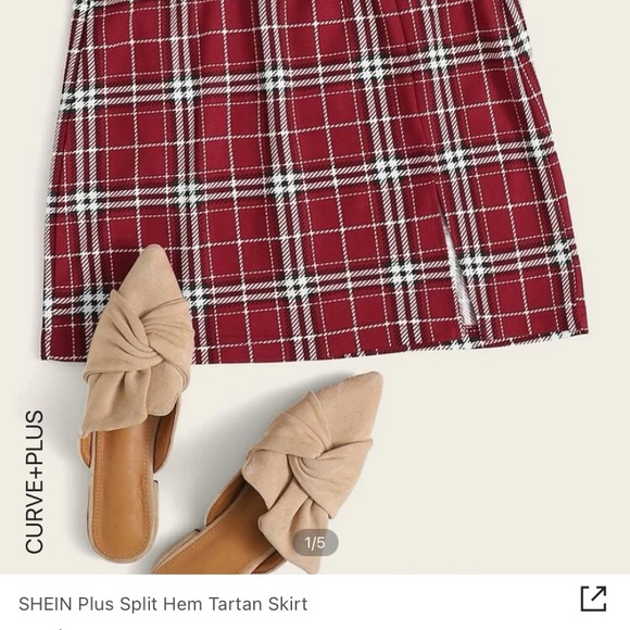 plus split hem tartan skirt - Picture 2 of 4